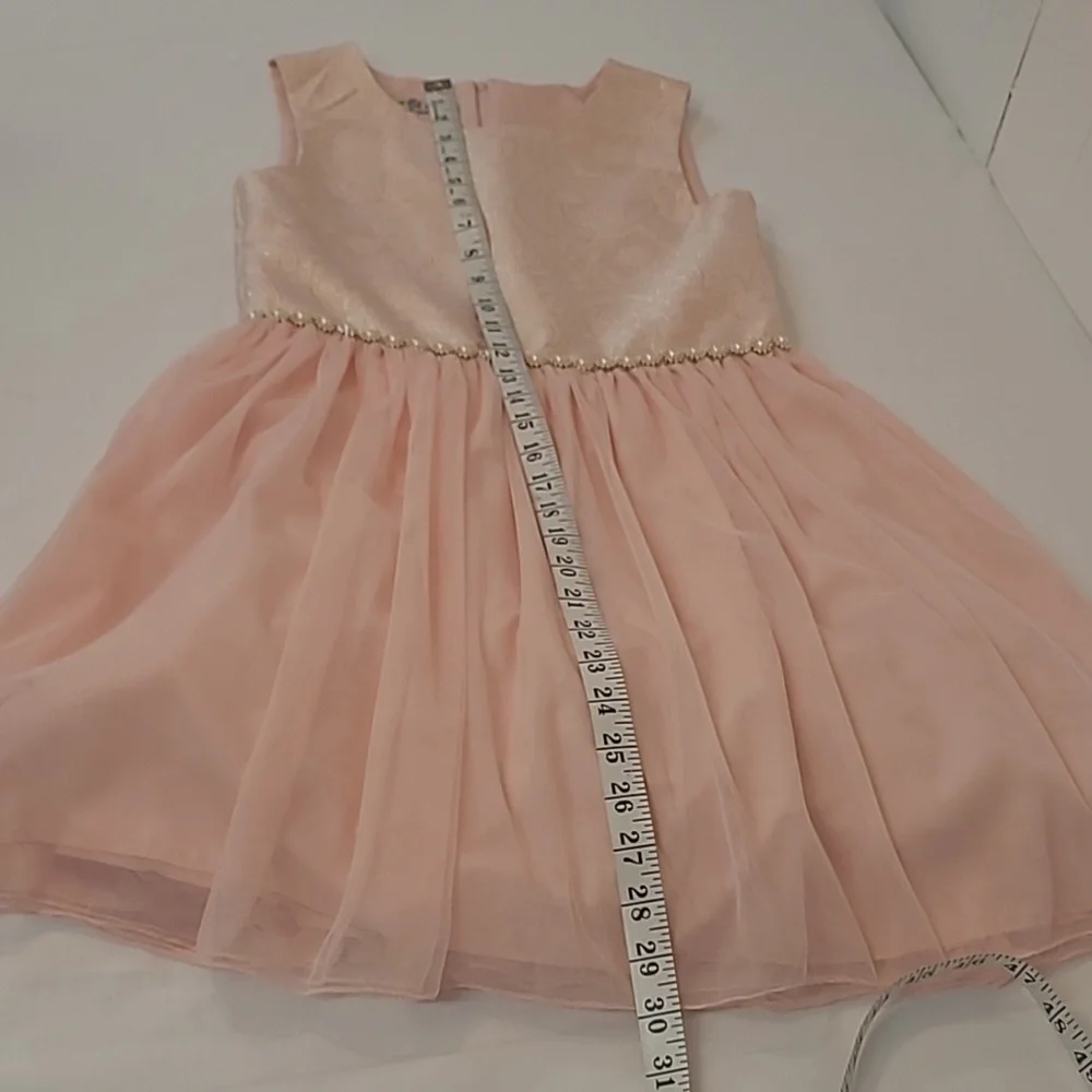 Purple Rose Girl's Skater Style Peachy Pink Brocade Sleeveless Tulle Dress Sz 10